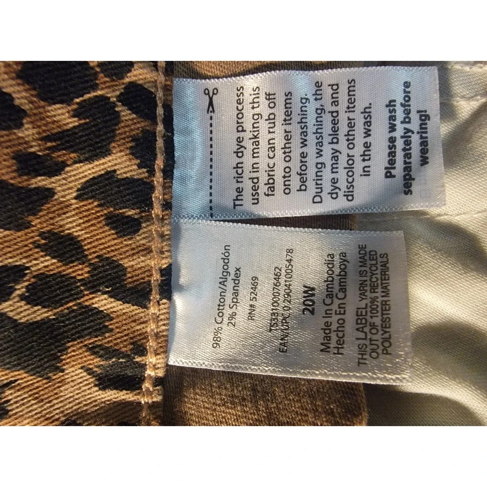 Terra & Sky Core Straight High‎ Rise Leg Demin Leopard Size 20W